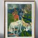Tableau style Gauguin cadre bois doré
