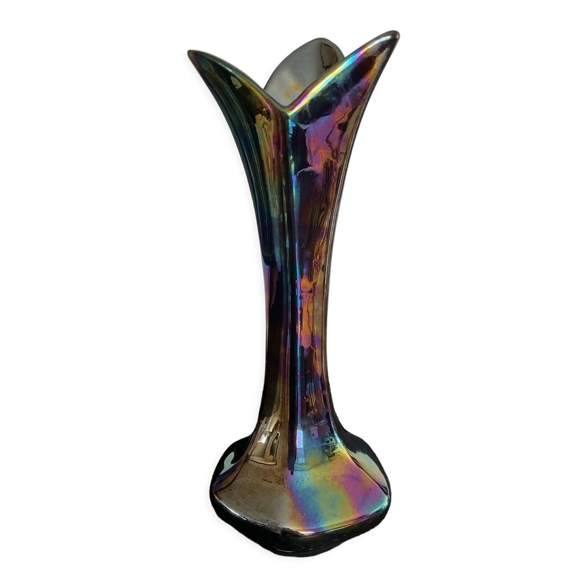 Vintage vase in iridescent ceramic 70s