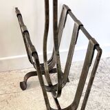 Brutalist vintage steel magazine rack