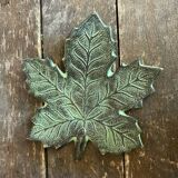 Vintage Greenish-Gray Metal Leaf-Shaped Empty Pocket Bowl