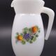 Pitcher or broc in opaline Arcopal fruit décor 1970