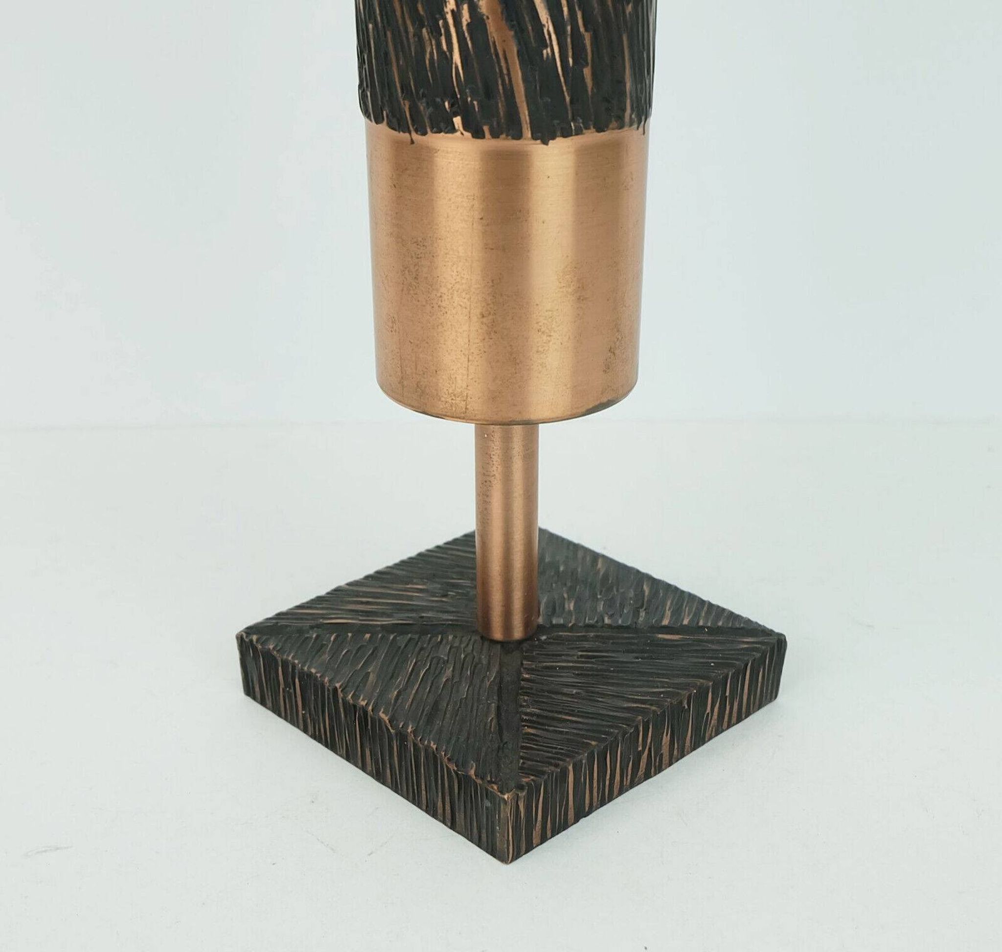 Footed copper vase brutalist minimalist design 1960s ikebana flower vase