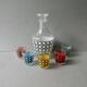 1 bottle and its 5 glasses, cannage decor, 1970s, France
