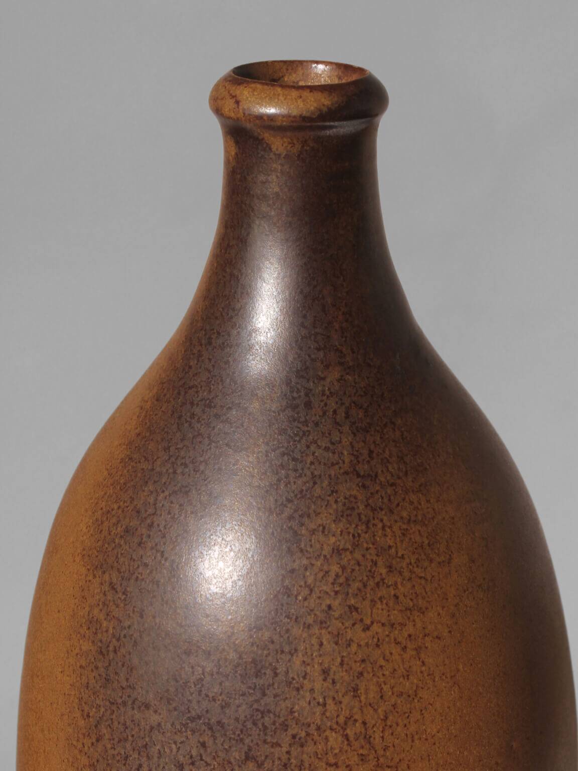 Mustard Brown Ceramic Studio Pottery Tall Vase, 1960s, Signed