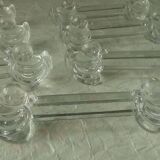 Suite of 7 yer glass knife holders deposited little duck