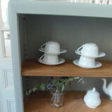 Library year 50 green of gray, 3 modular shelves wood