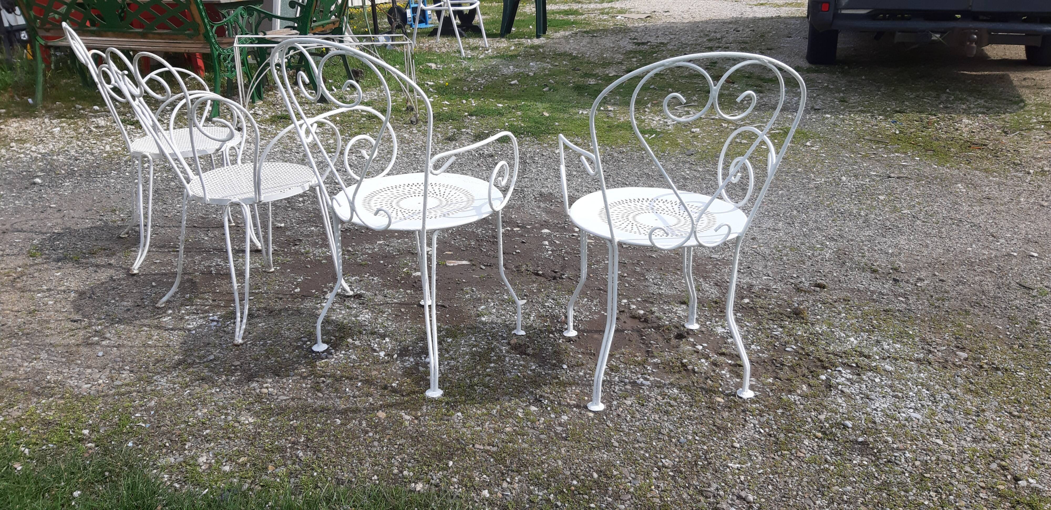 4 garden armchairs 1900 in wrought iron