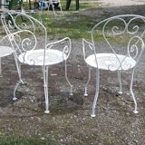 4 garden armchairs 1900 in wrought iron