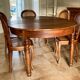 Extendable table and 6 antique caned chairs Louis XV style vintage cherry wood