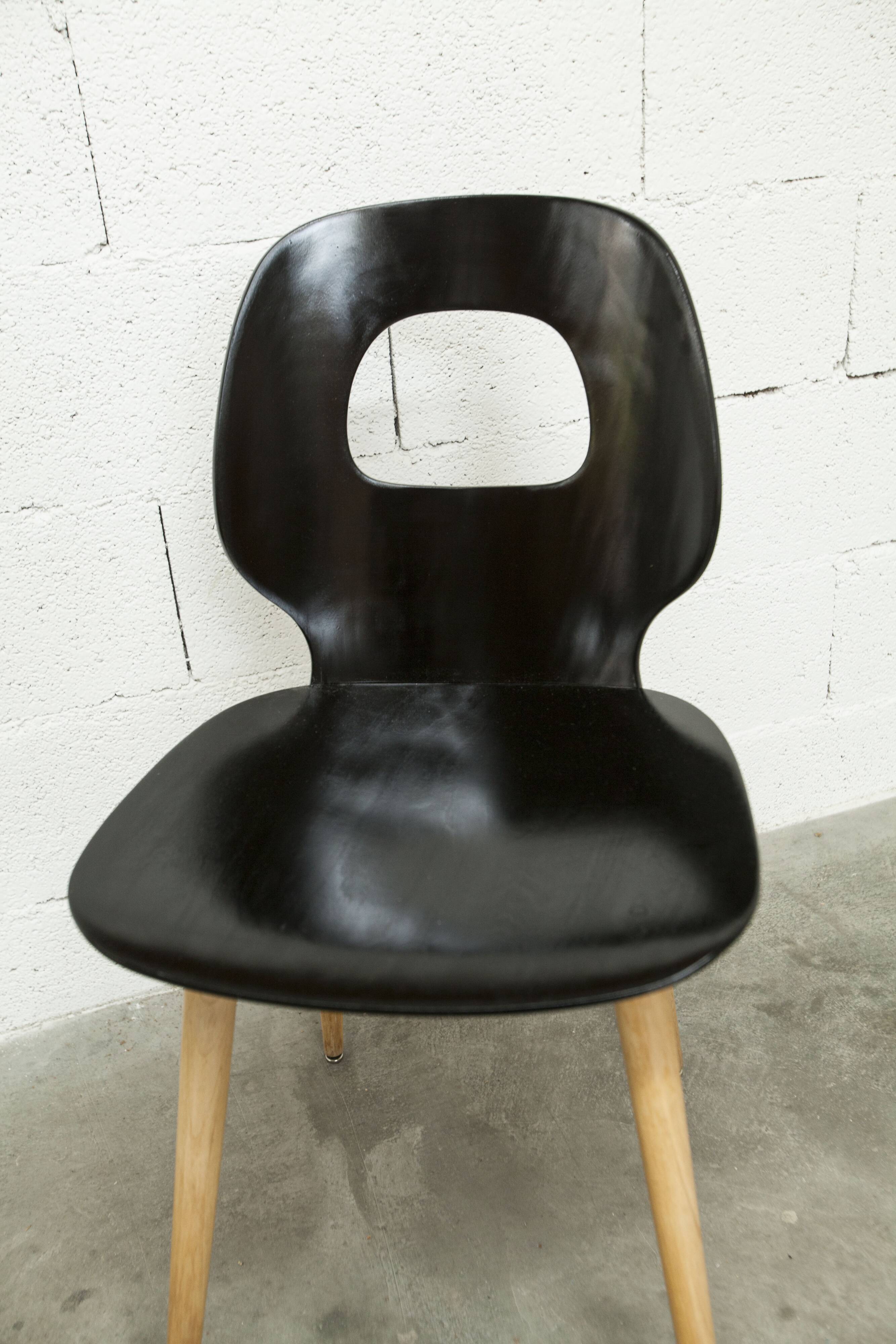Chaie Baumann model eye 1960 moulded plywood black and wood