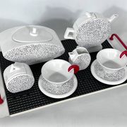 Ceramic Tea Set by Mas for Memphis Milano, 1980s, Set of 7