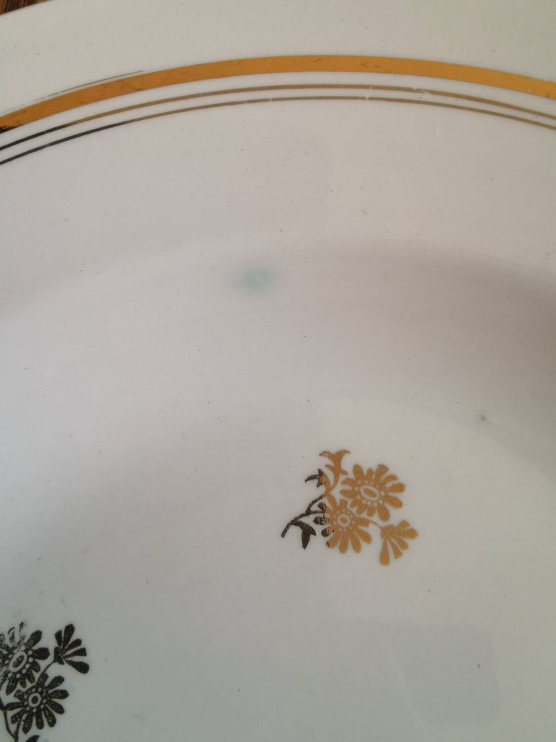 Vintage mismatched yellow and gold soup plates