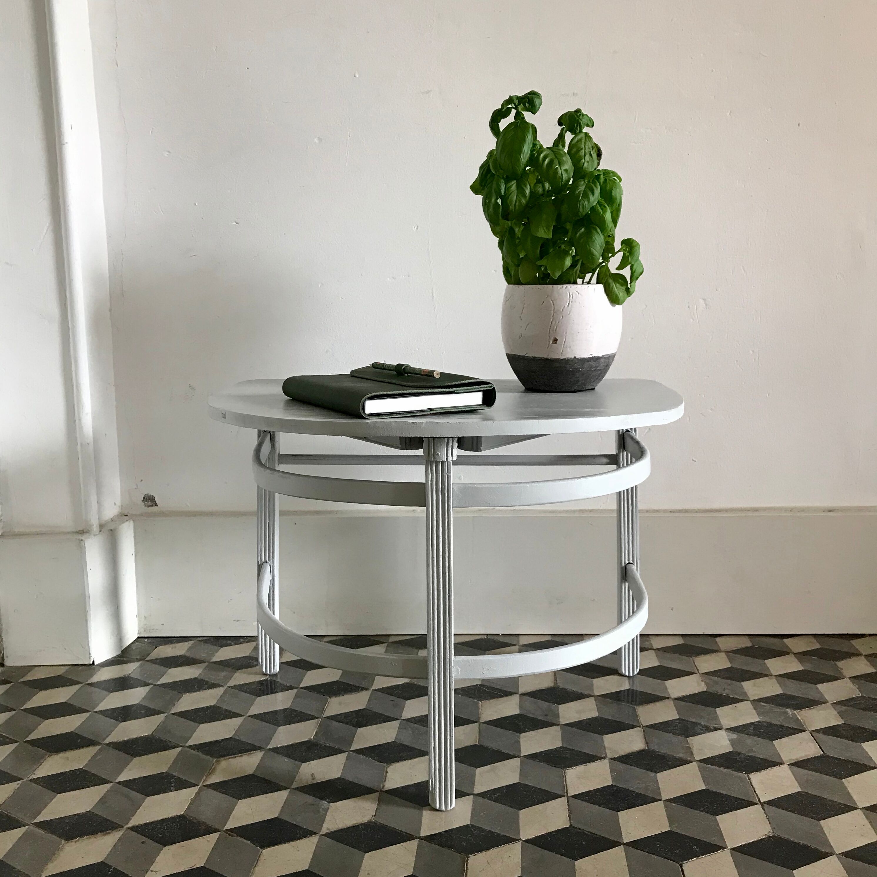 Tripod half moon table