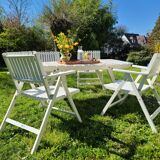 Set armchairs and garden table vintage circa 1970 R Gleizes