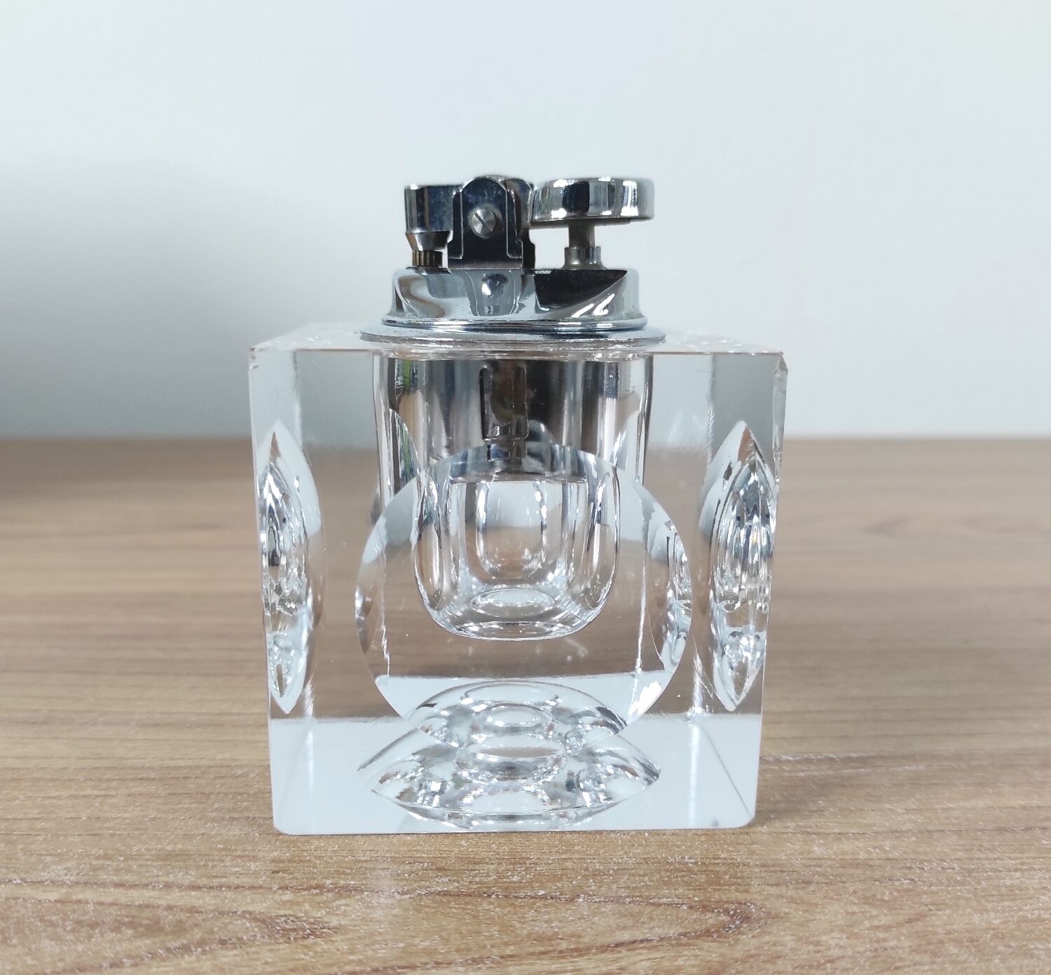 70s glass cube table lighter