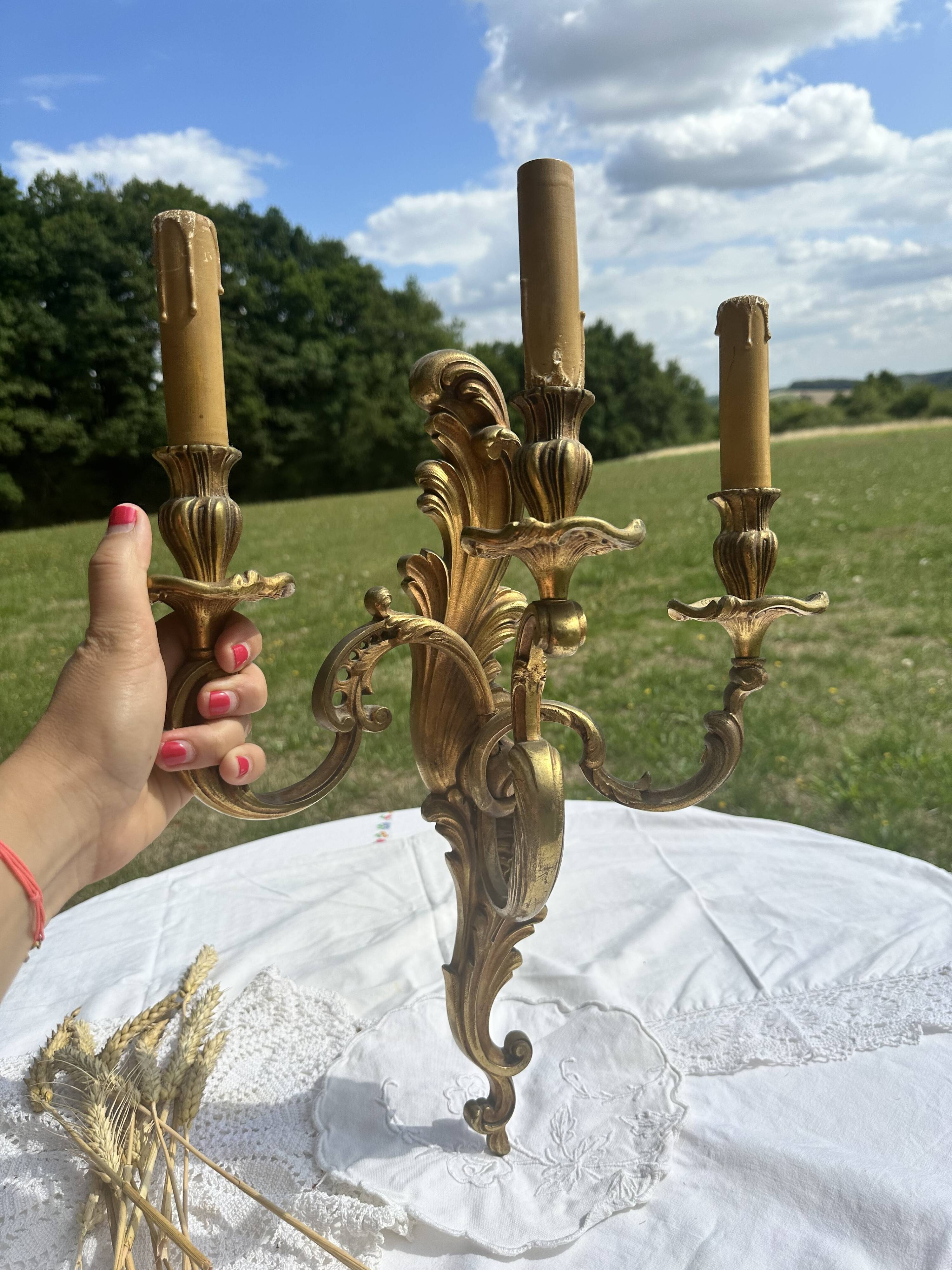 Magnificent 19th Century Louis XV Style Gilt Bronze Wall Candle Holder