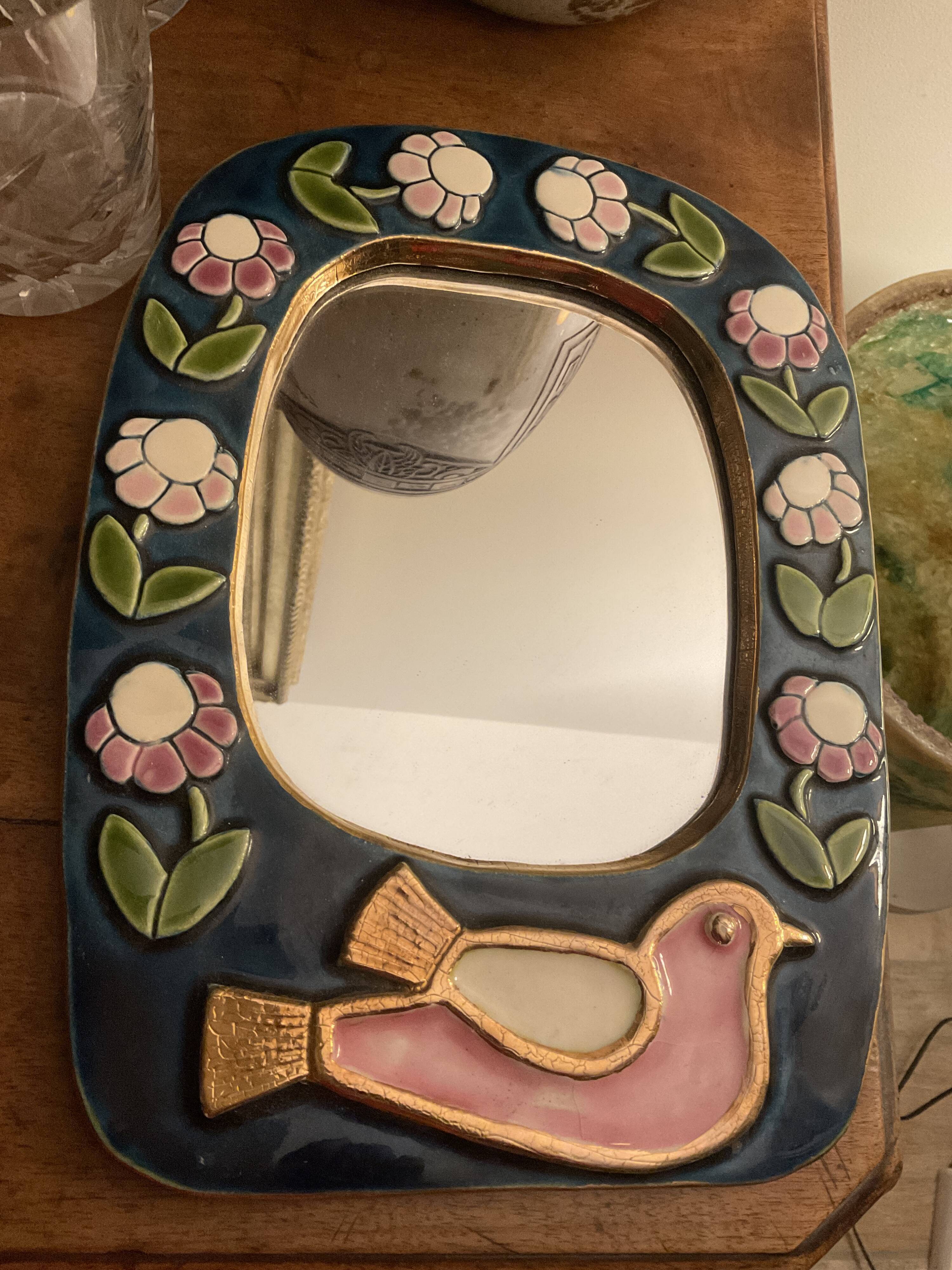 Mirror Mithe Espelt .bird decorations 29x22cm
