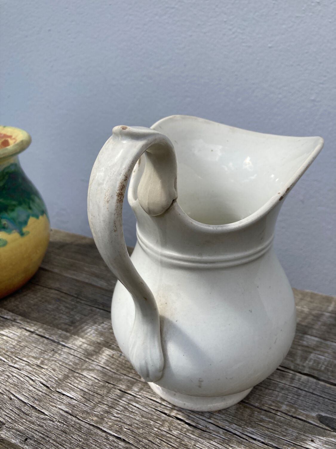 White pitcher earthenware Creil and Montereau nineteenth