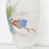 Opaline glass vase with hand-painted flowers, 1900