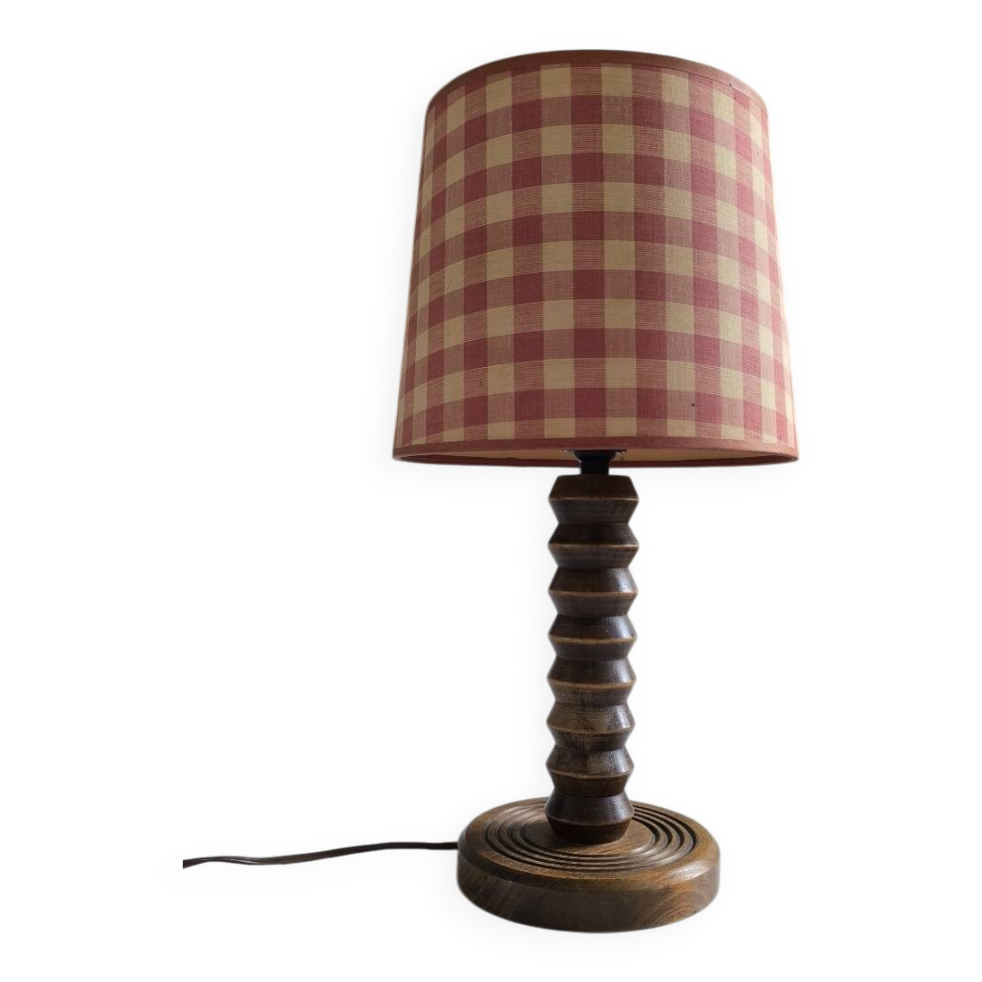 Charles Dudouyt style turned wood table lamp