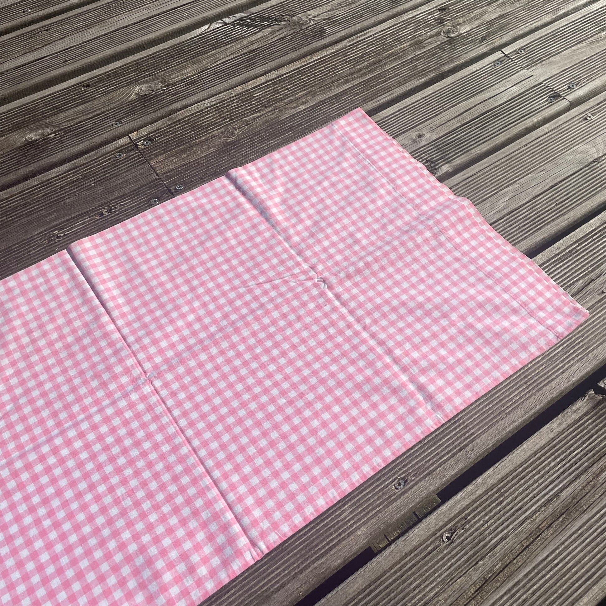 Pink checked cotton bolster cover