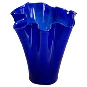 Vintage dark navy blue artistic vase from the mid-20th century.