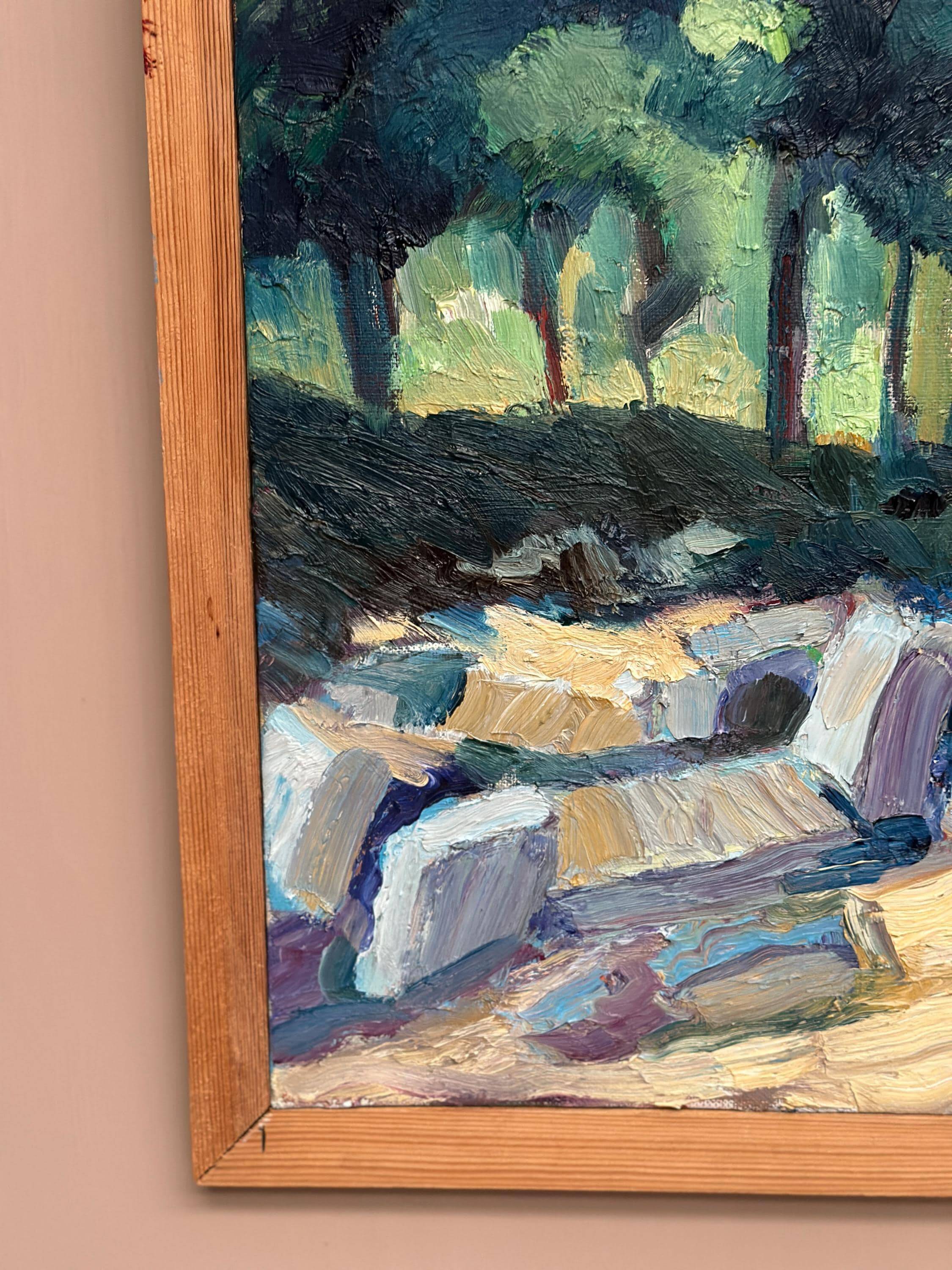 Original Swedish Oil On Canvas – “Landscape Composition” By Jarl Lindblad – Dated 1998 – Vintage & Framed – 43.5 × 51 Cm (17.1" × 20.1")