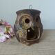 Vintage owl shaped stoneware tealight candle holder, owl lantern