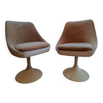 Set of 2 vintage swivel armchairs