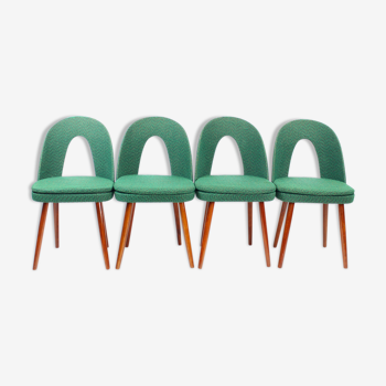 Lot de 4 chaises Tatra en tissu vert, Antonin Suman, Tchécoslovaquie, années 1960