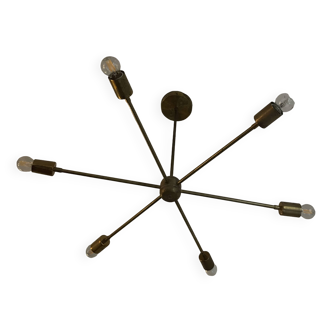 6-arm brass chandelier