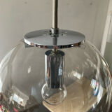 Space Age globe pendant lamp in smoked glass from the 70s