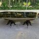Extendable oval dining table in lacquered Chinoiserie style from the year.