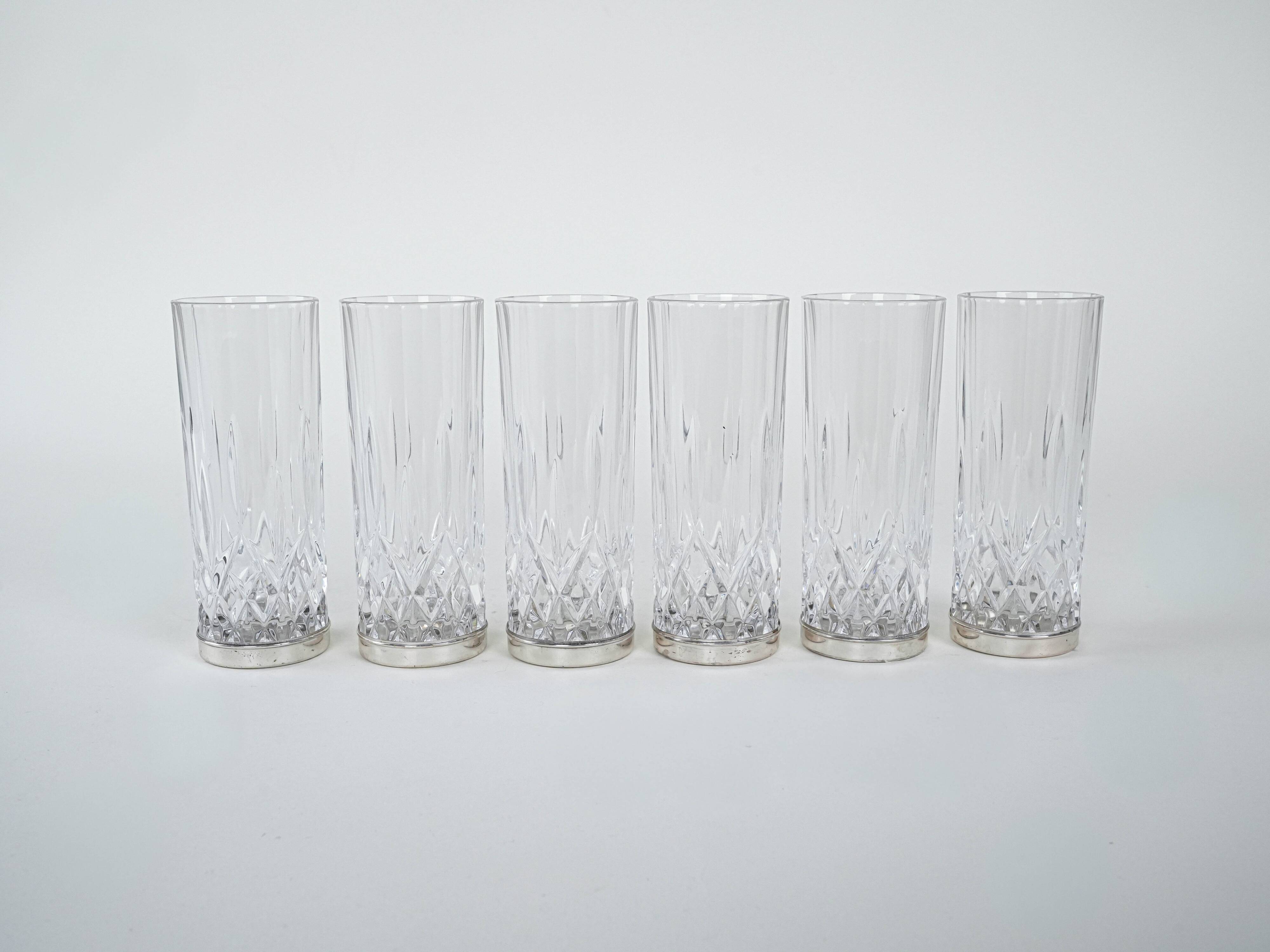 Set of crystal glasses, Italian design, 1960s, production: Italy