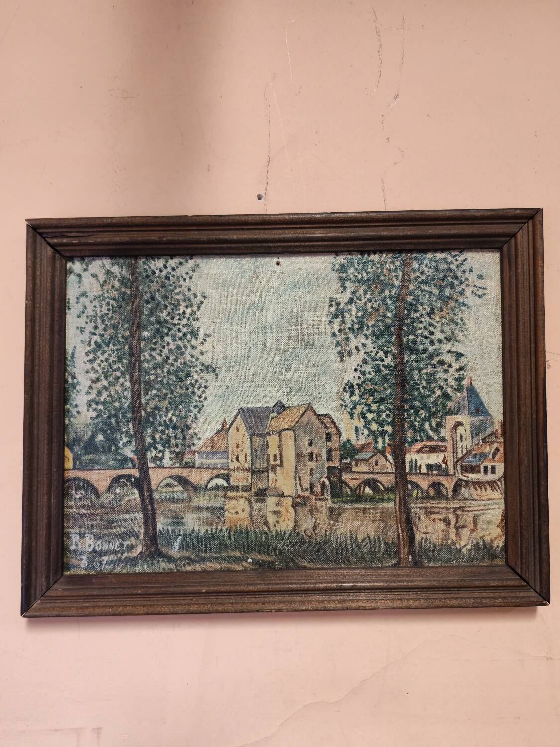 Vintage oil on canvas Moret sur Loing