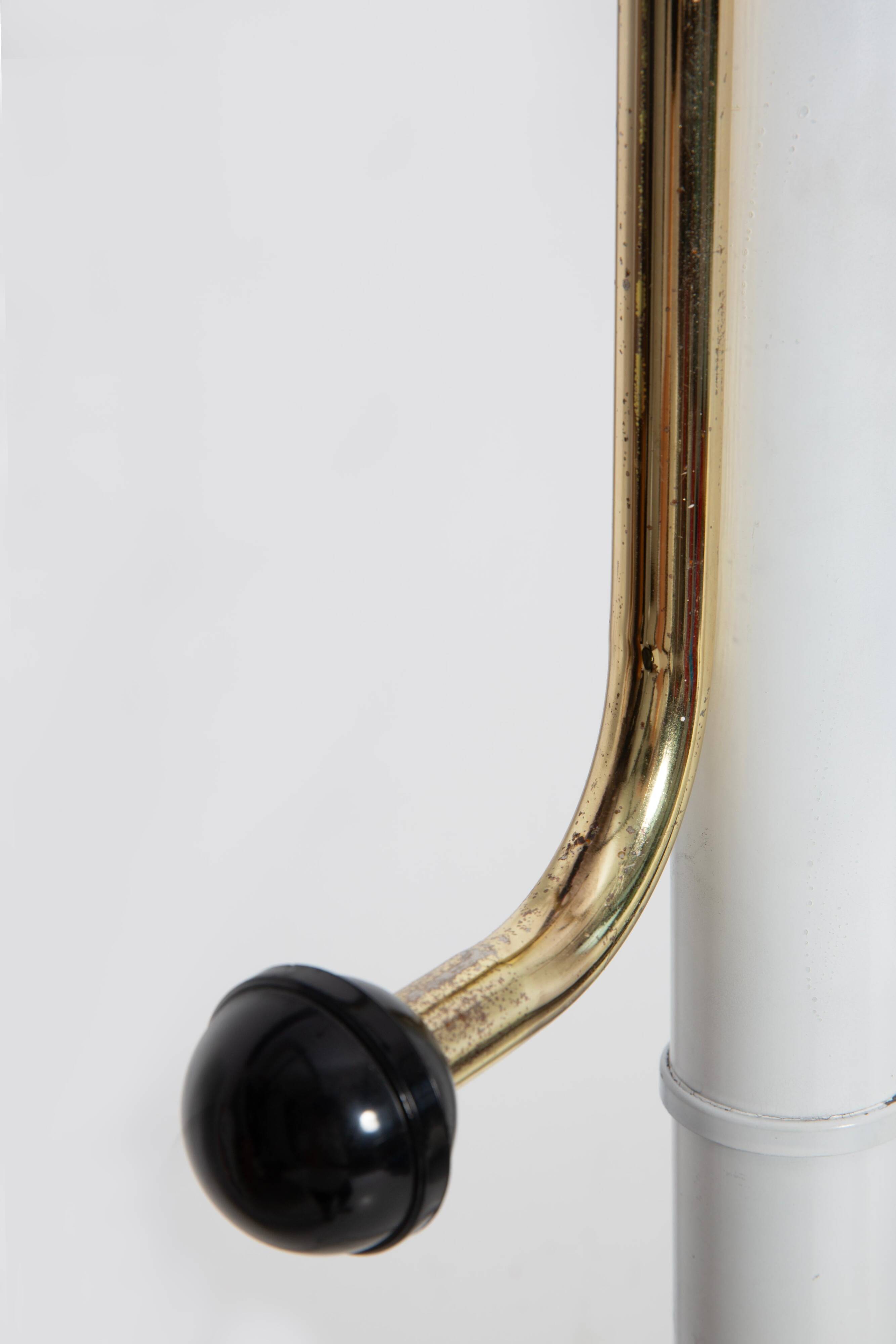 Porte-manteau vintage milieu du siècle blanc et or en métal, Italie, années 1960