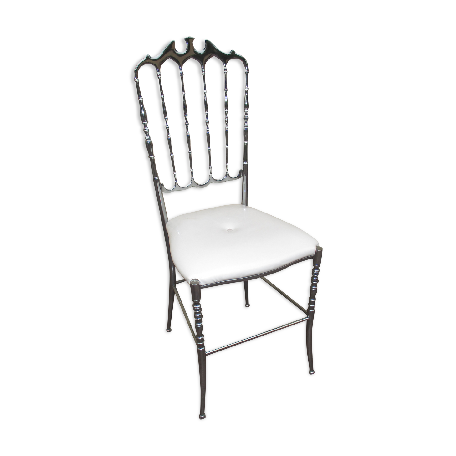 Vintage metal chrome silver chiavari napoleon year 50 italy design chair