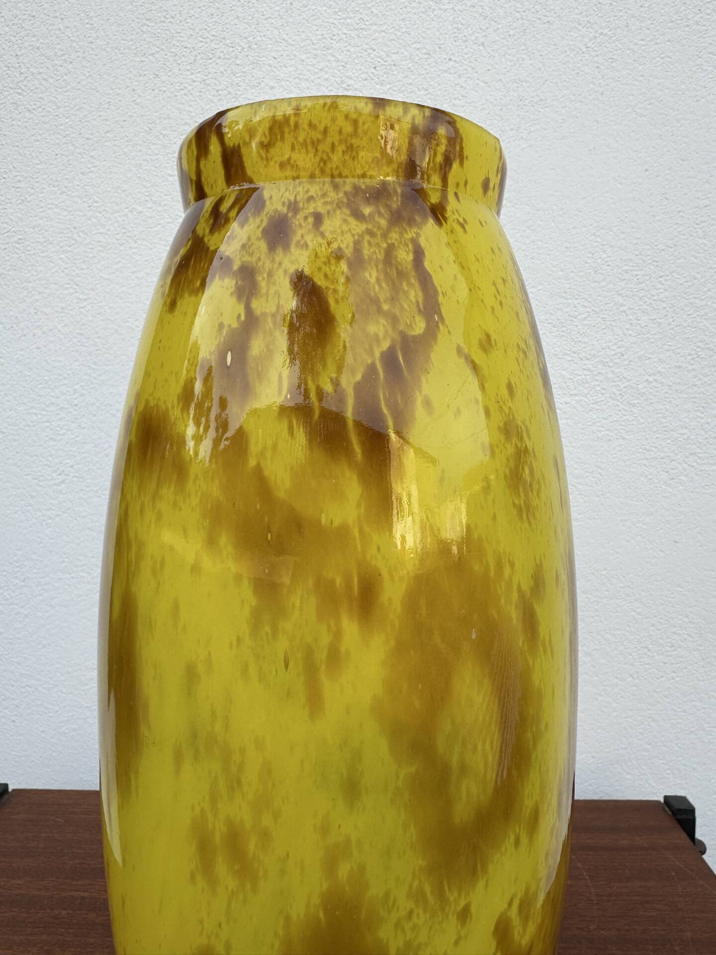 Large marbled yellow Art Deco vase