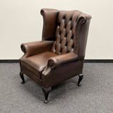 Brown Leather Chesterfield Wing Chair