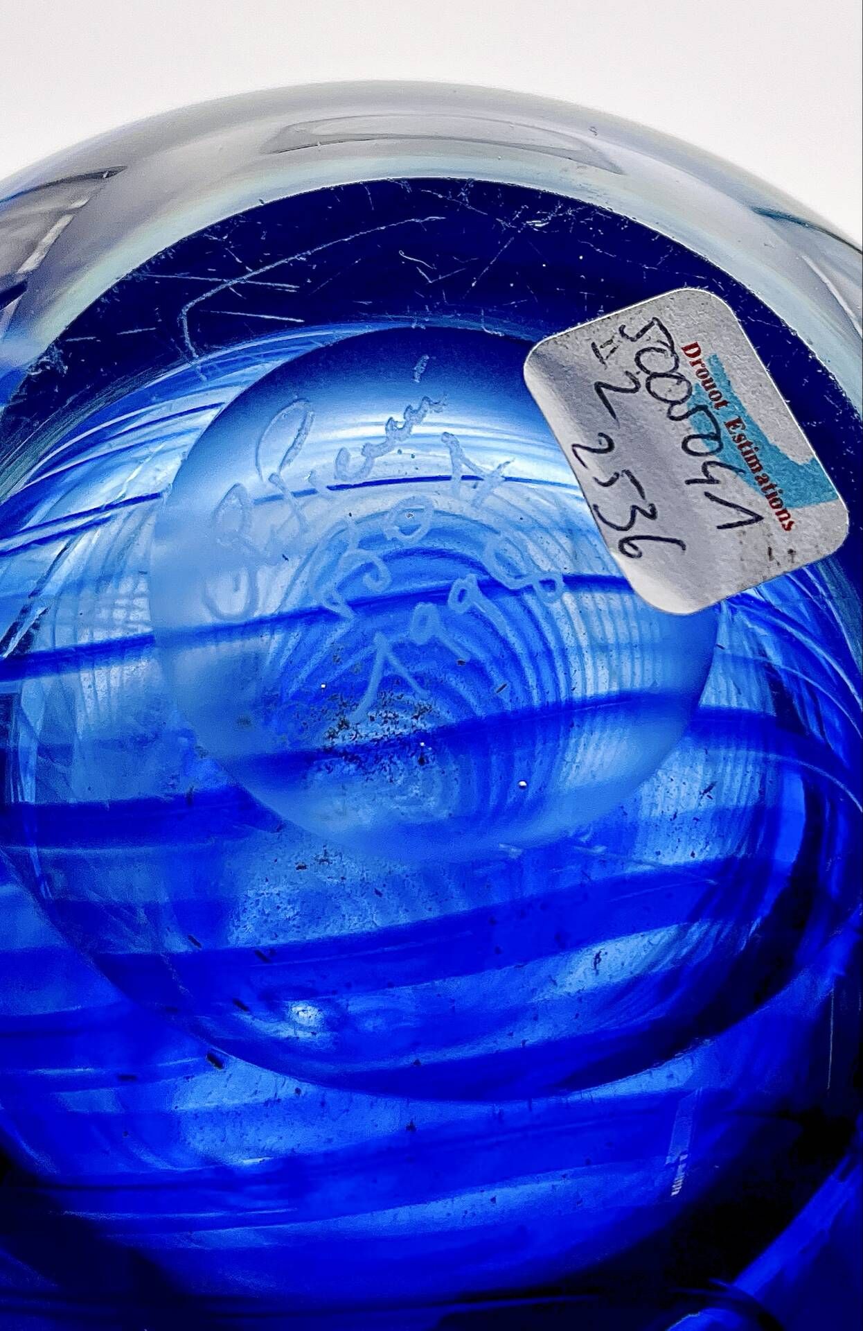 Large Vase R Pierini 1998 Blue White Glass Bubble 31cm 5kg Signed