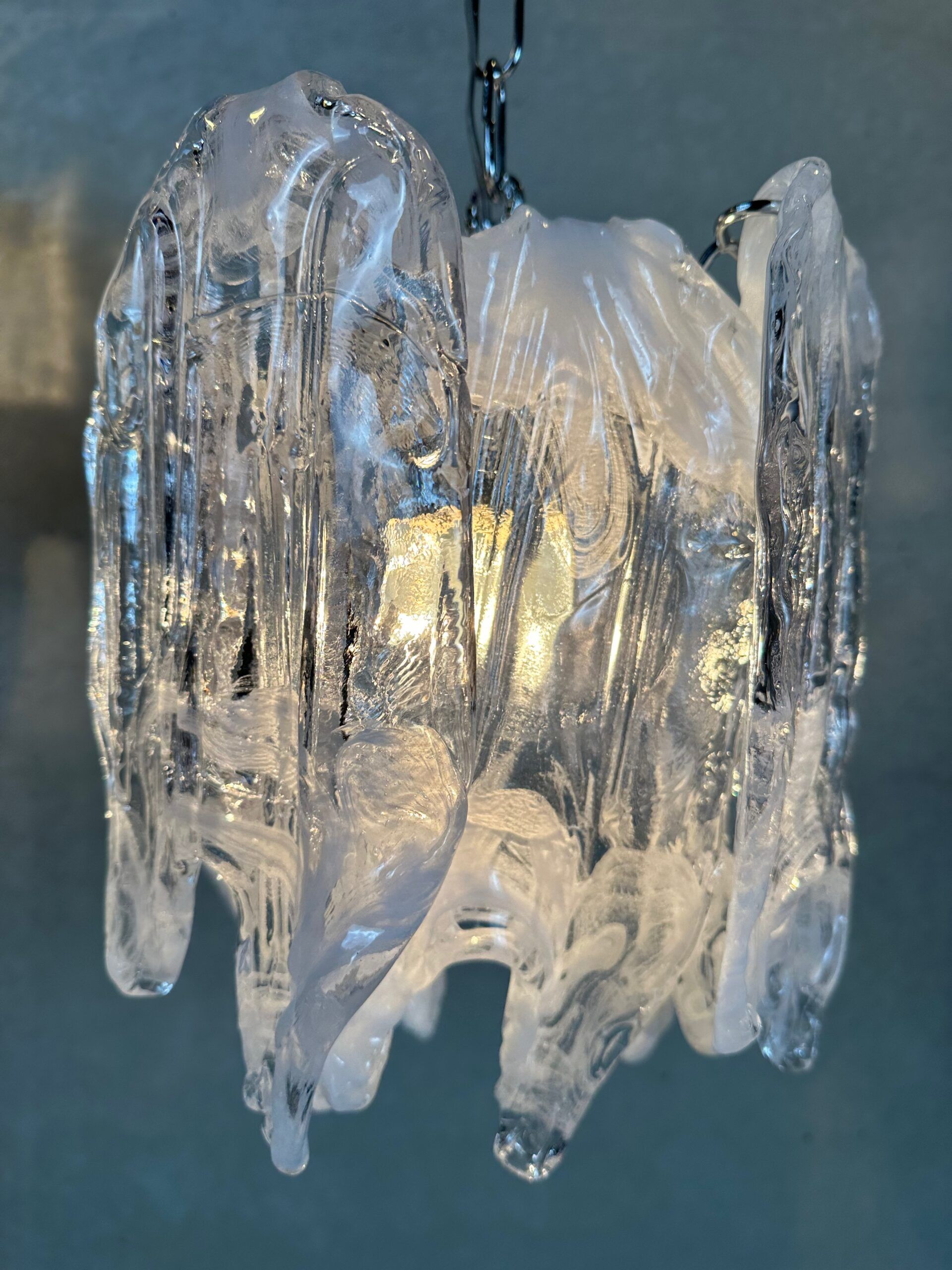 2x vintage Mazzega 'melting glass' chandeliers – Murano