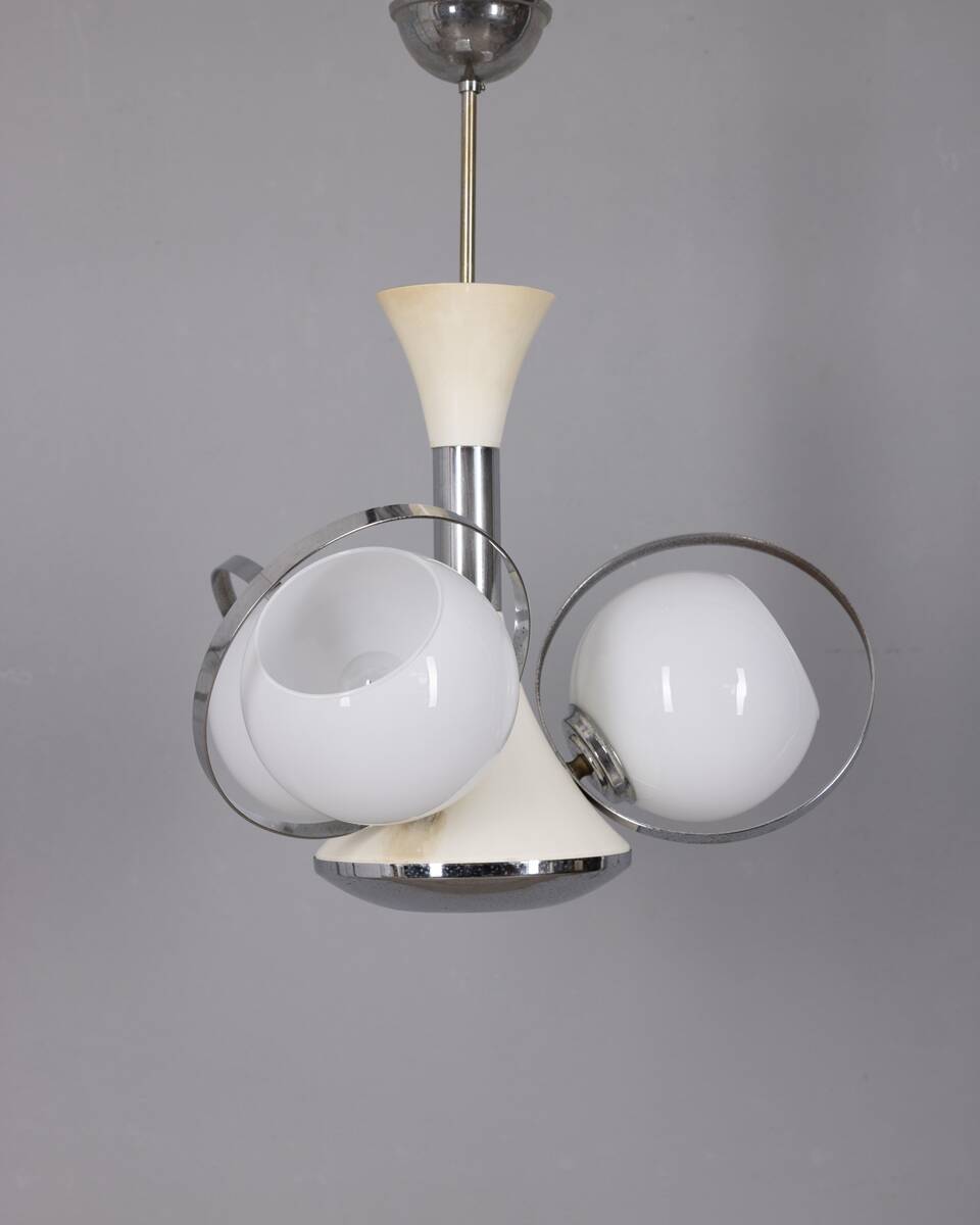Vintage Space Age Italian Chandelier with Glass Lights, 1970s