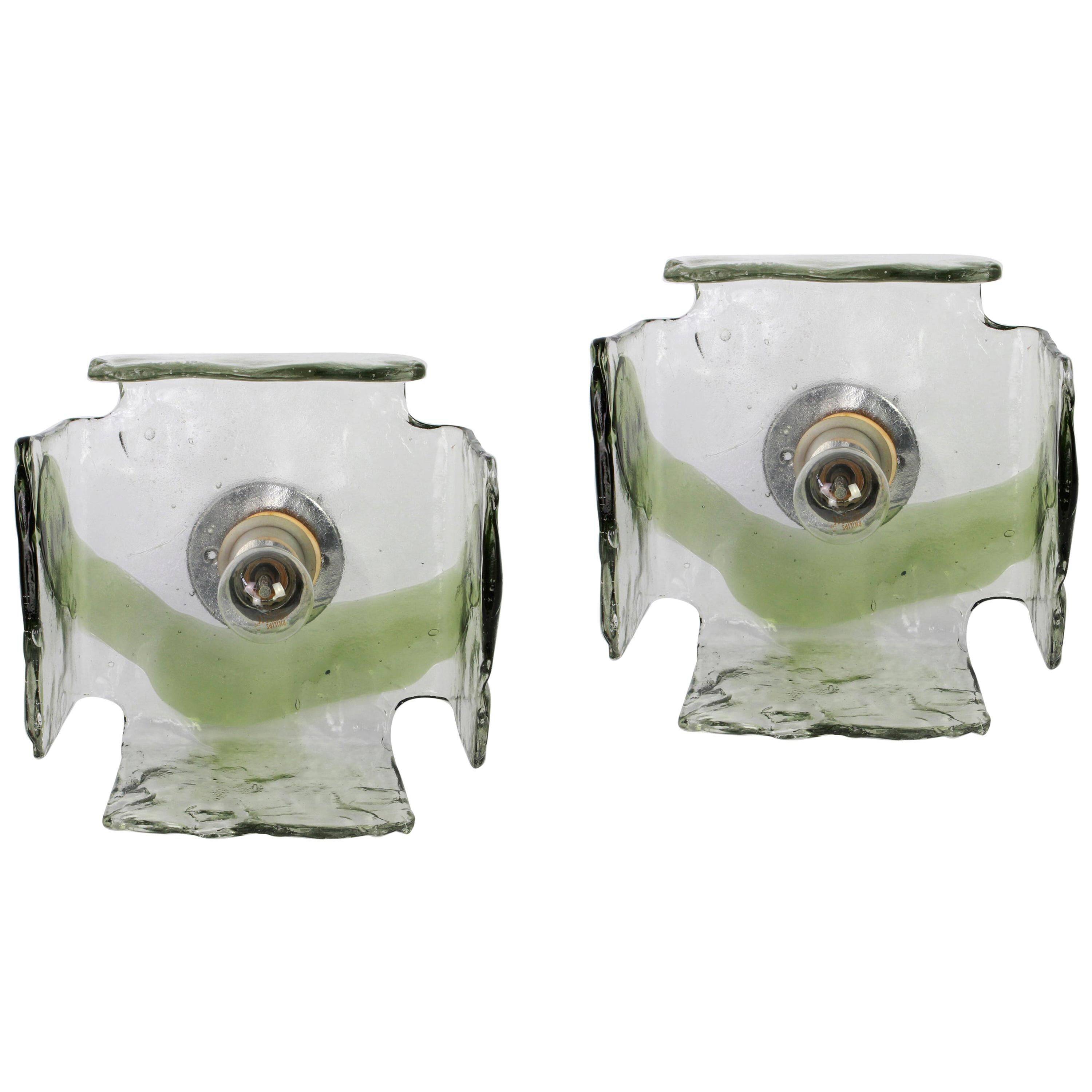 Large glass wall lamp designed by Carlo Nason for Kalmar, 1960s.