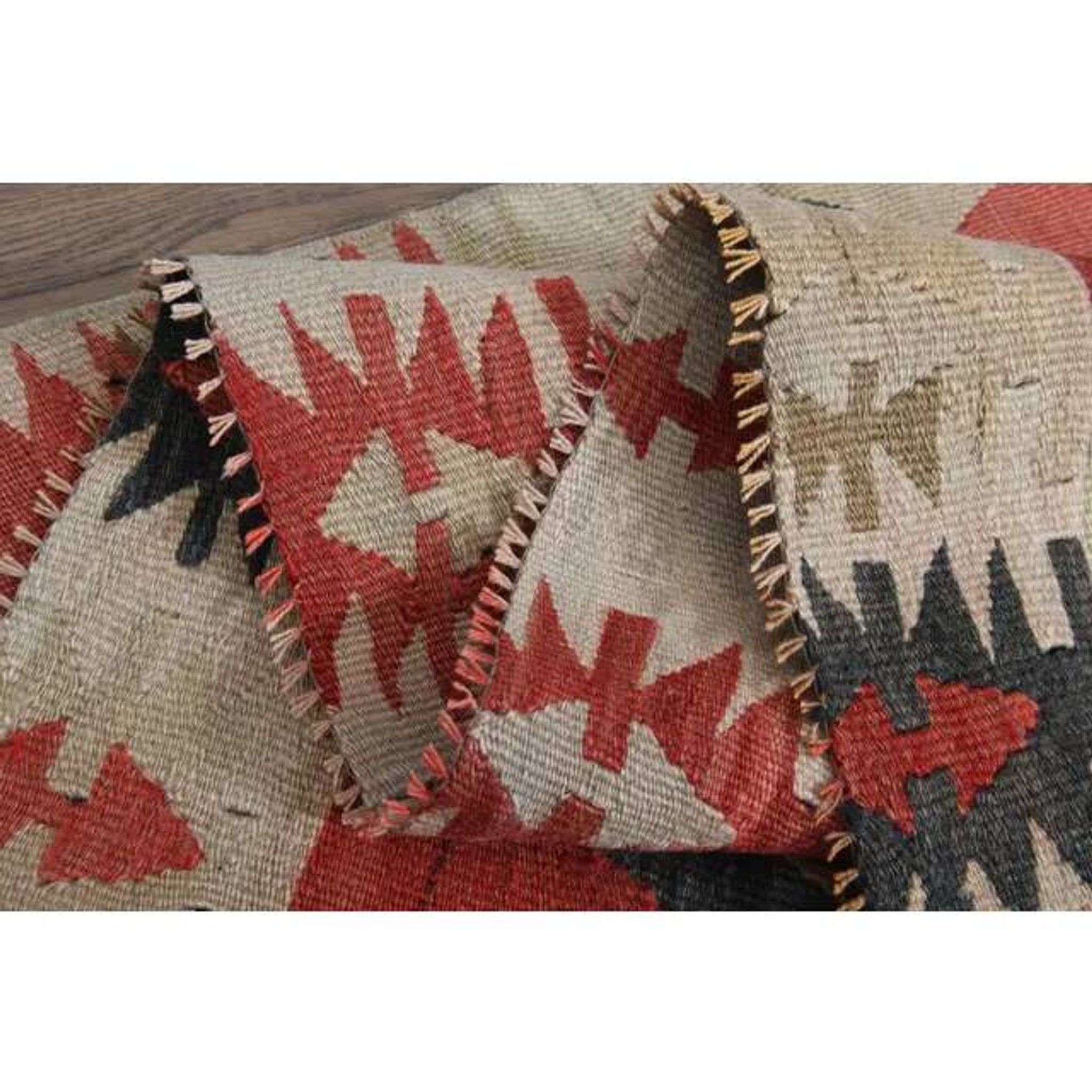 1970s Turkish Oushak Handmade Wool Cotton Red Kilim Runner Rug 130x400