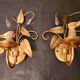 Shabby Wandlampe vergoldet Blattgold Kristallelemente Hollywood Regency 70s
