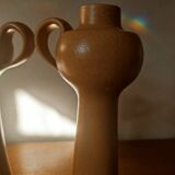 Duo of candlesticks in satin stoneware