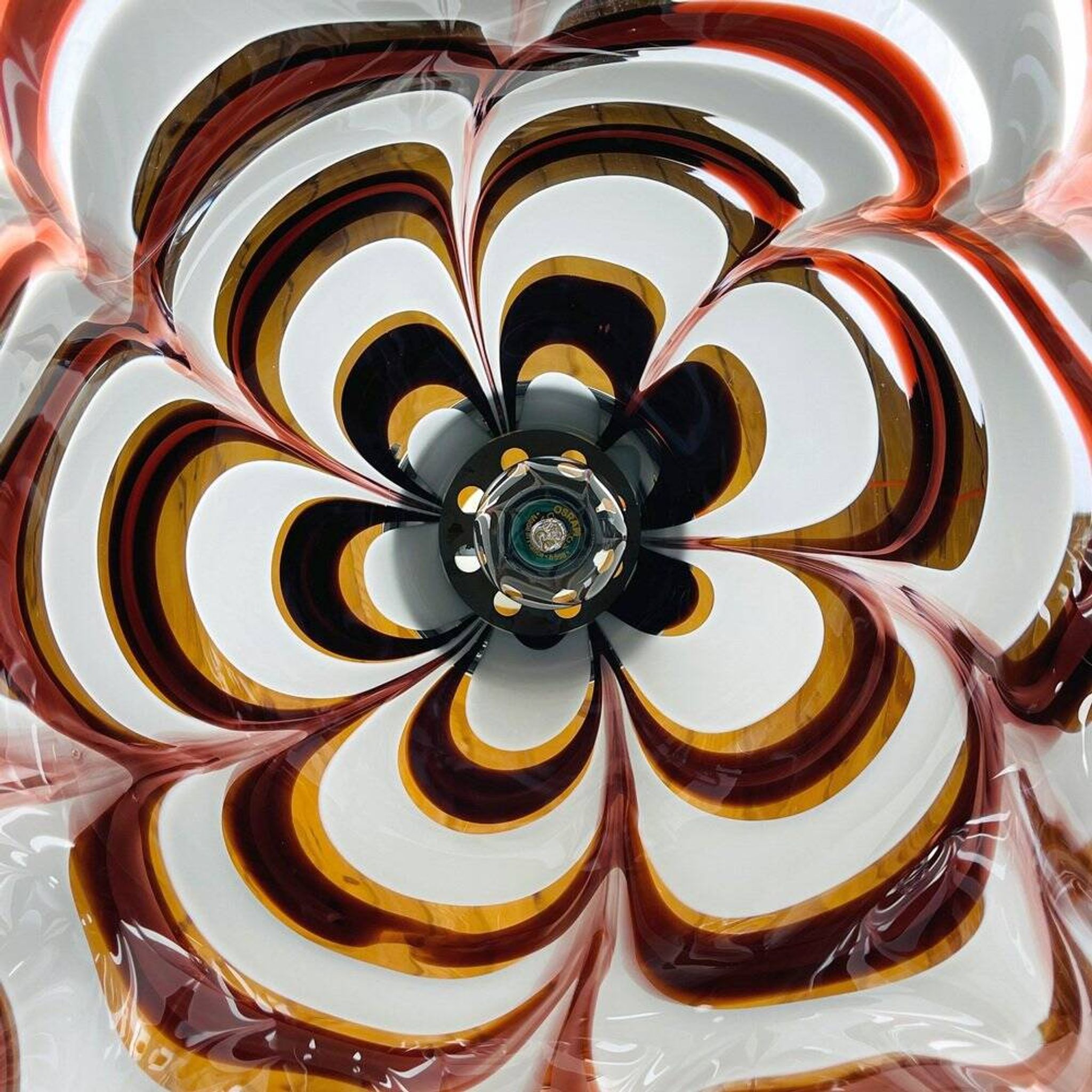 Brown Murano glass Fazzoletto pendant by AV Mazzega, Italy, 1970s