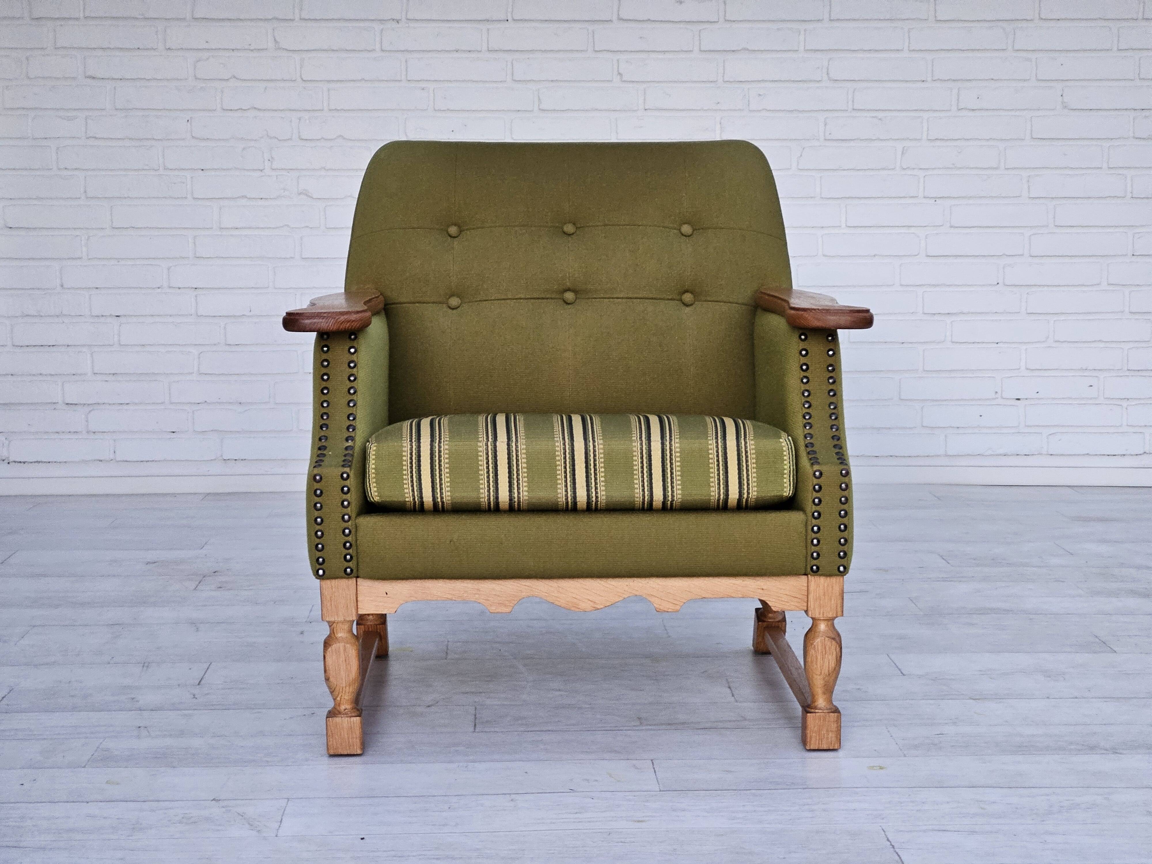 1970s, Danish lounge chair, wool, oak