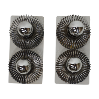 Pair of wall lamps Spring Italian design 60s by Andrea Lazzari for Morossini