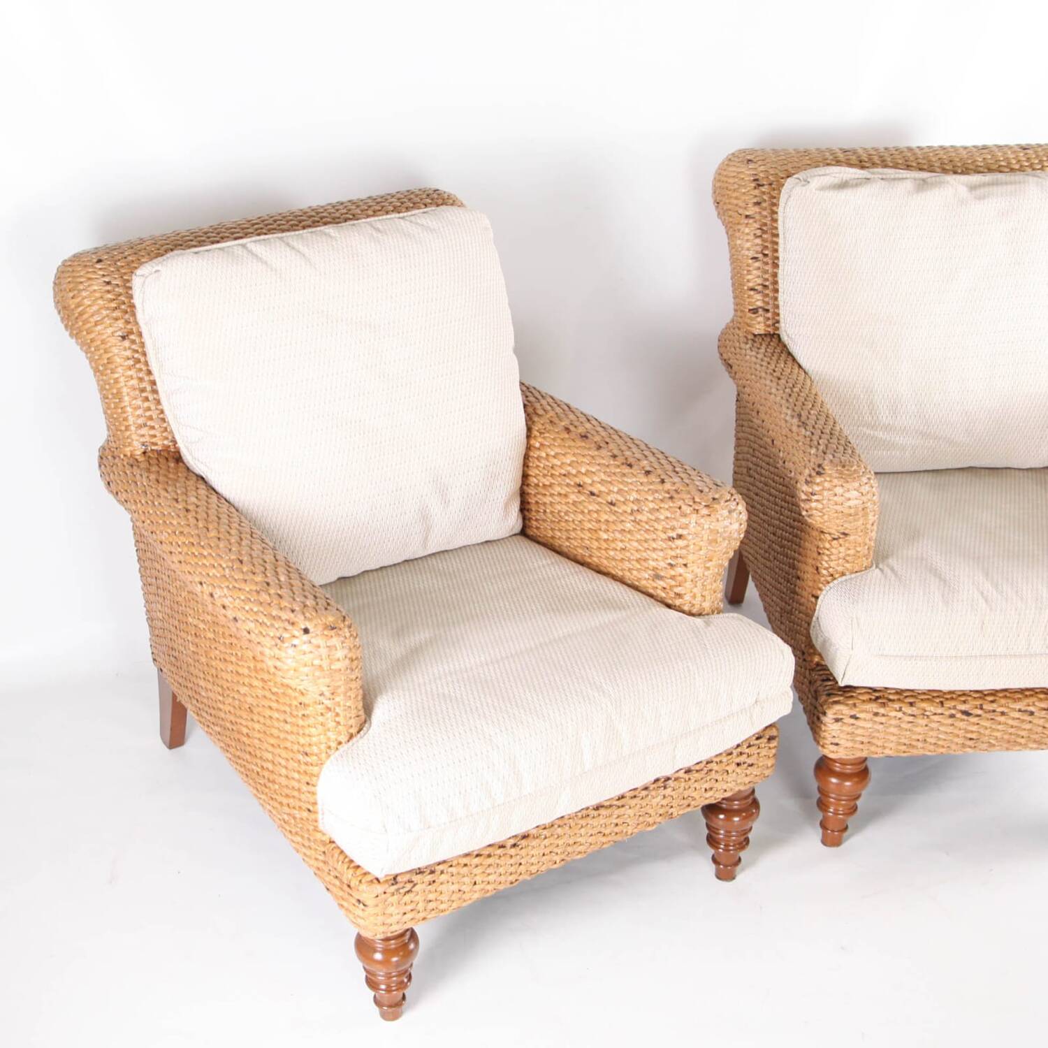 Pair of wicker armchairs